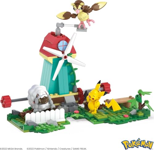 MEGA Pokémon Building Toys Set, Countryside Windmill with 240 Pieces, Motion and 3 Poseable Action Figures, for Kids