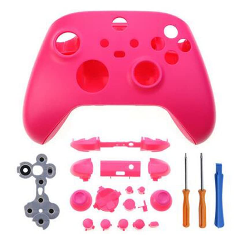 Front Faceplate Cover + Back Housing Shell Case with Full Buttons Tools for Xbox Series X S Controller Housing Shell Replacement (Pink)