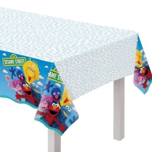 amscan everyday sesame street plastic table cover - 54" x 96" (1 piece) - durable & colorful design - perfect for kids' parties, home gathering or preschool