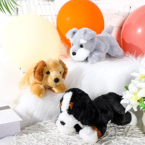 Skylety 3 Pcs 7.87 Inches Dog Stuffed Animal Plush Dog Soft Plush Dog Pillow Toy Fluffy Puppy Set for Christmas Girls Baby Kids Dog Party Favor Birthday Home Decor(Mountain Dog, Schnauzer, Labrador)