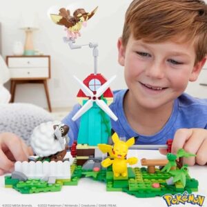 MEGA Pokémon Building Toys Set, Countryside Windmill with 240 Pieces, Motion and 3 Poseable Action Figures, for Kids