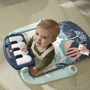 Fisher-Price Baby Playmat Kick & Play Piano Gym with Musical and Sensory Toys for Newborn to Toddler, Navy Fawn