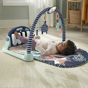 Fisher-Price Baby Playmat Kick & Play Piano Gym with Musical and Sensory Toys for Newborn to Toddler, Navy Fawn