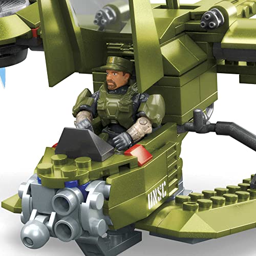 MEGA Halo Toys Vehicle Building Set for Kids, UNSC Hornet Recon Aircraft with 291 Pieces, 2 Micro Action Figures and Accessories, Gift Ideas