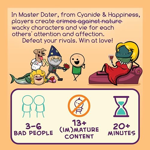 Master Dater by Cyanide & Happiness - a Mixed up Dating Party Game for 3-8 Players, Card Game for Parties