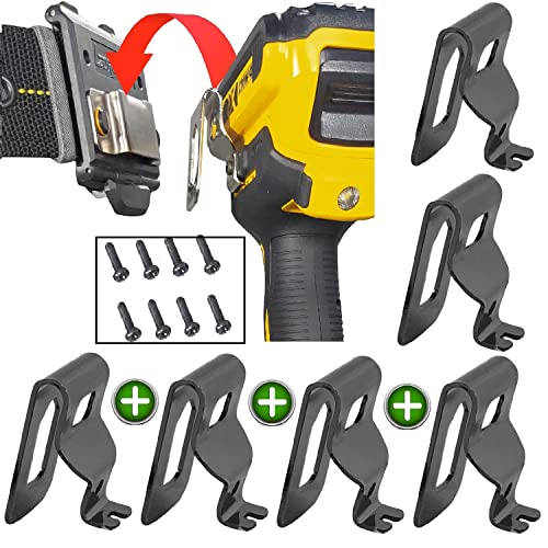 Drill Clip Hooks, Belt Clip, Belt Clip Hooks, Drill Holster for Belt, Drill Holder for Impact Driver, Tape Measuring Holder. (Pack 6, with 1 Drill Holster)