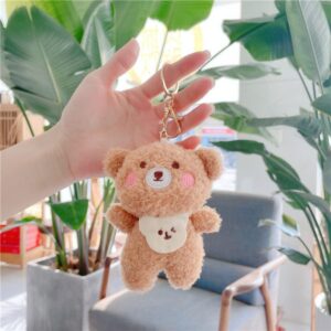 Attria 2Pcs Cute Plush Bears Keychain, Kawaii Fluffy Stuffed Animals Keyring Pendant, Furry Purse Handbag Charms