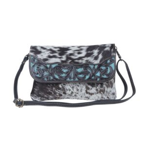 myra bag blue crescent hand-tooled bag s-3995