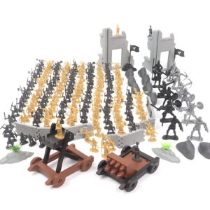 OTONOPI Toy Soldiers Medieval Plastic Knight Action Figure Castle Playset Classic Army Men Military Toys Mini Ancient Soldiers Warriors 250PCS with Carrying Bags