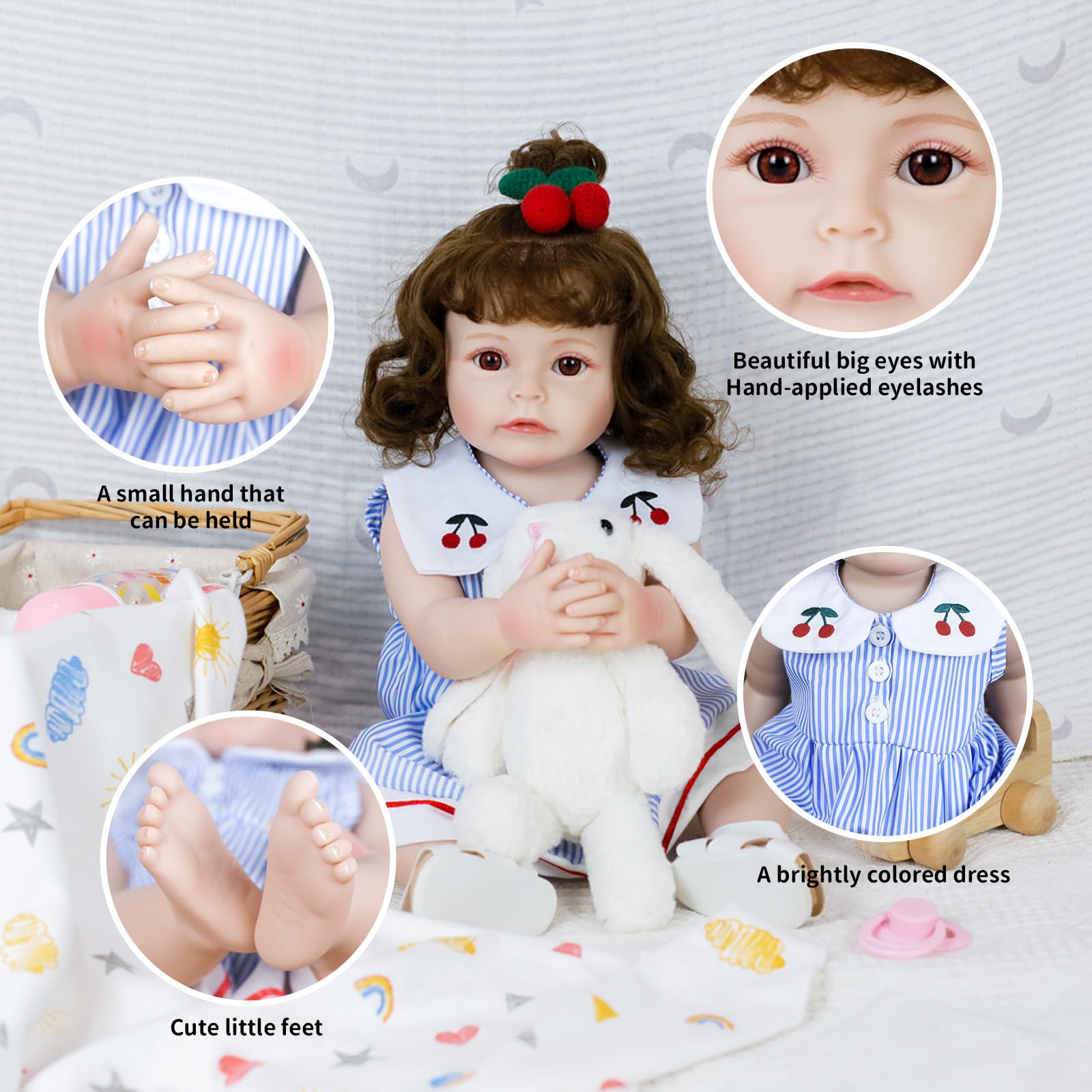 Besiletre Lifelike Reborn Baby Dolls 18 Inch Realistic Newborn Girl Doll with Clother & Accessories Best Birthday Set for Girls Age 3+