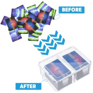 300 Card Storage Box Compatible with MTG TCG Clear Plastic Trading Card Storage Box with Removable Divider Hard Trading Deck Card Box for Baseball Football Game Card Organizer Collector (4 Pcs)