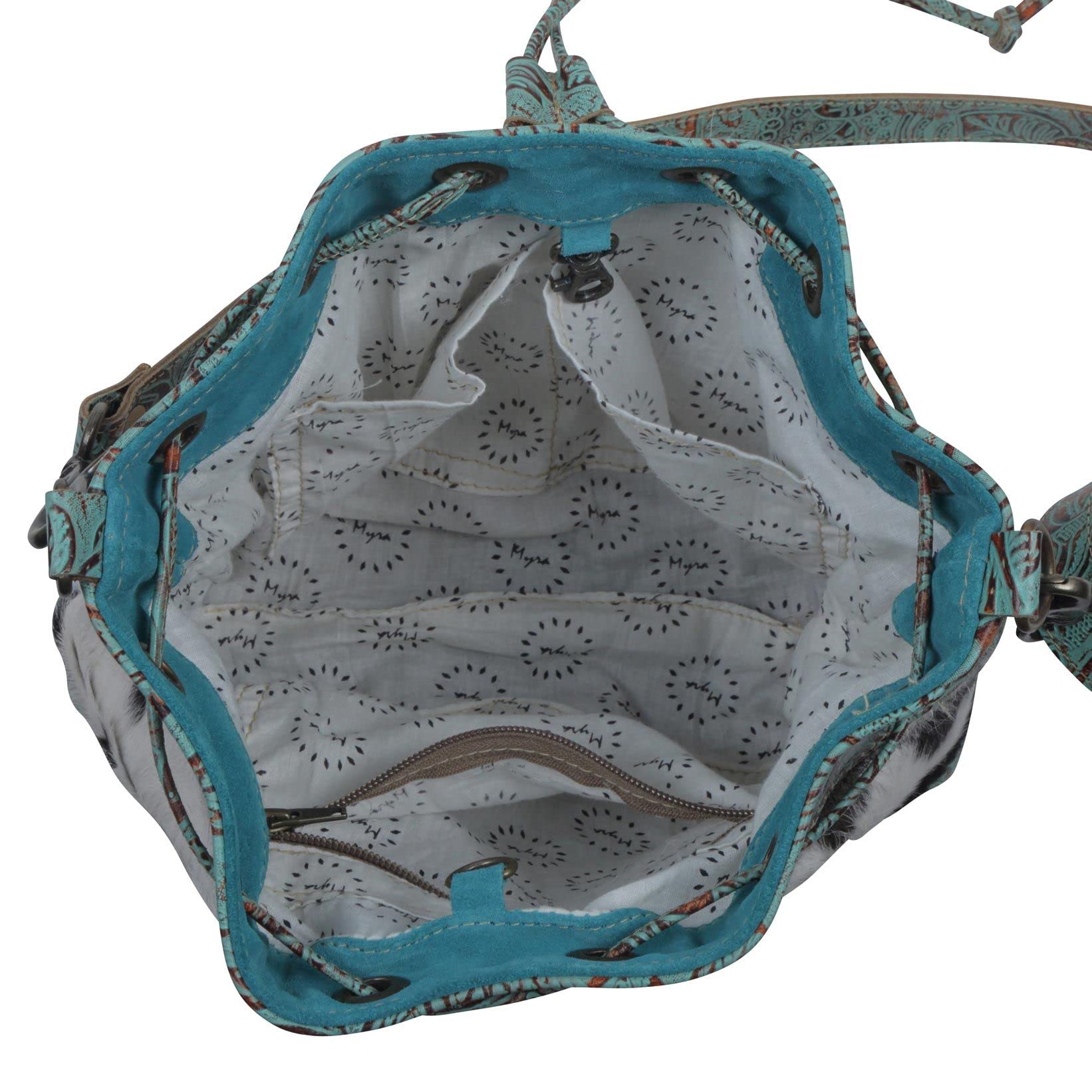 Myra Bag Teal Vines Bucket Bag S-3965