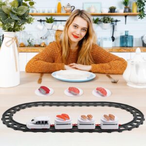 Sushi Train Toys - Child Day Rotating Sushi Bar Train Goes Around Train Toys Japanese Sashimi Plates Sushi Serving Tray for Child Days of Week DIY Sushi Making Supplies