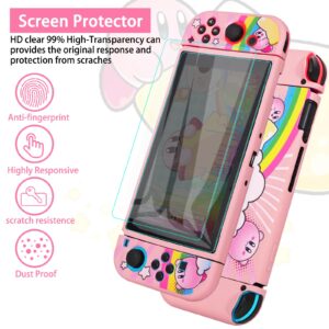 TIKOdirect Carrying Case for Nintendo Switch, Cute Portable Travel Bag in Newest Updated Design of Pink Interior with Soft Protective Case, Screen Protectors and Thumb Grip caps, Kirby