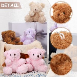 HyDren 24 Pcs 4 Inch Mini Stuffed Bear Animals Valentines Day Gift Mini Plush Bears Small Stuffed Bear Plush Cute Fuzzy Bears Plush Toys for Wedding Gift Box Birthday Supplies(Brown)