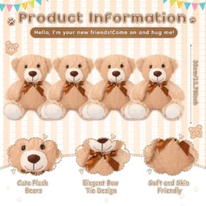 Civaner 4 Pack 14 Inches Christmas Bear Plush Stuffed Animals Cute Soft Bears Bulk for Girls Boys Girlfriend (Light Brown)