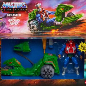 Masters of the Universe Origins Action Figure & Vehicle, Ground Ripper & Mekaneck, 80s Inspired MOTU Toy with Accessories