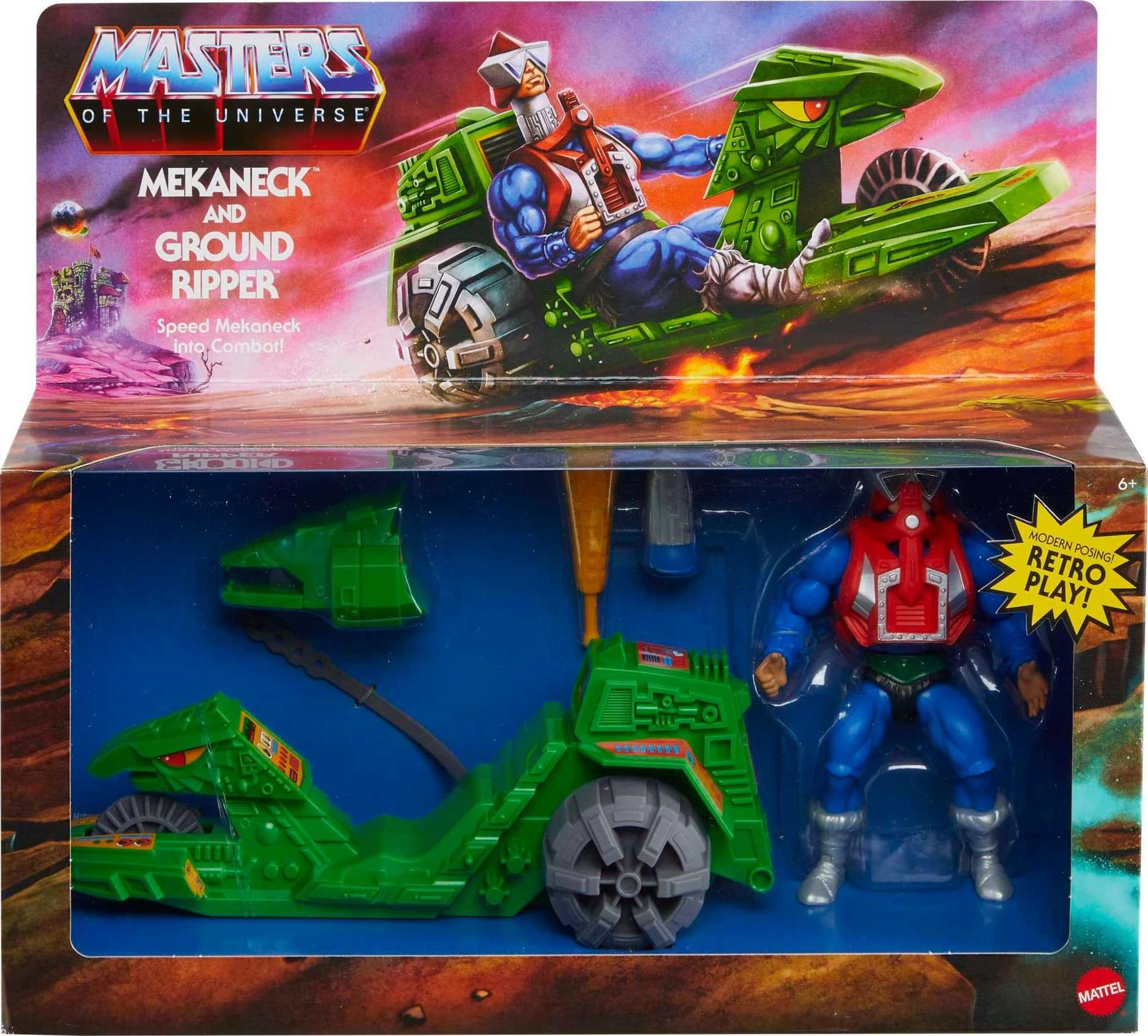 Masters of the Universe Origins Action Figure & Vehicle, Ground Ripper & Mekaneck, 80s Inspired MOTU Toy with Accessories