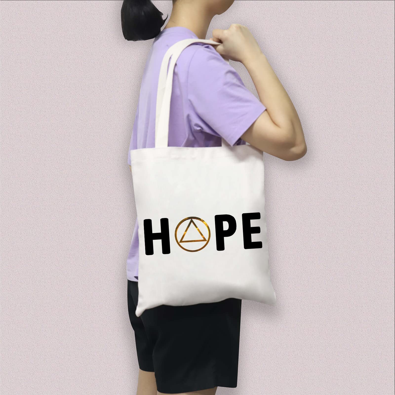 BDPWSS Sobriety Tote Bag Sobriety Addiction Gift AA Alcohol Anonymous Recovery Gift 12 Step Hope Canvas Shoulder Bag (Sobriety hope TG)