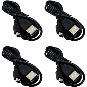 risingsaplings 4pcs 3DS USB Charger Cable Power Charging Lead Compatible with Nintendo New 3DS, New 3DS XL, 3DS XL, 3DS, New 2DS, New 2DS XL, 2DS XL, 2DS, DSi, DSi XL (Black,1.2M/3.9FT)