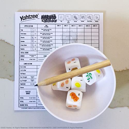 YAHTZEE: Naruto Shippuden | Collectible Ramen Bowl Dice Cup | Classic Family Dice Game Based on Anime Show | Great for Family Game Night | Officially-Licensed Naruto Game & Merchandise