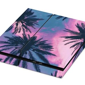 ZOOMHITSKINS Compatible with PS4 Skin, Compatible for Playstation 4, Palm Sky California Summer Vibes Purple Tropical, 1 PS4 Console Skin, Easy to Install, 3M Vinyl Decal, Made in The USA