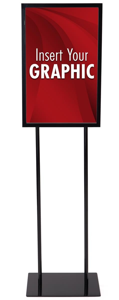 Displays2go Poster Sign Stand 14" x 22", Top Insert, Double-Sided Metal Frame - Black (TWN1422BLK)