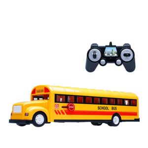 qaqqvq rc school bus 2.4g simulation bus model 45-degree climbing school bus public transportation car door can be opened front and rear lights simulation sound boy toy car child gift