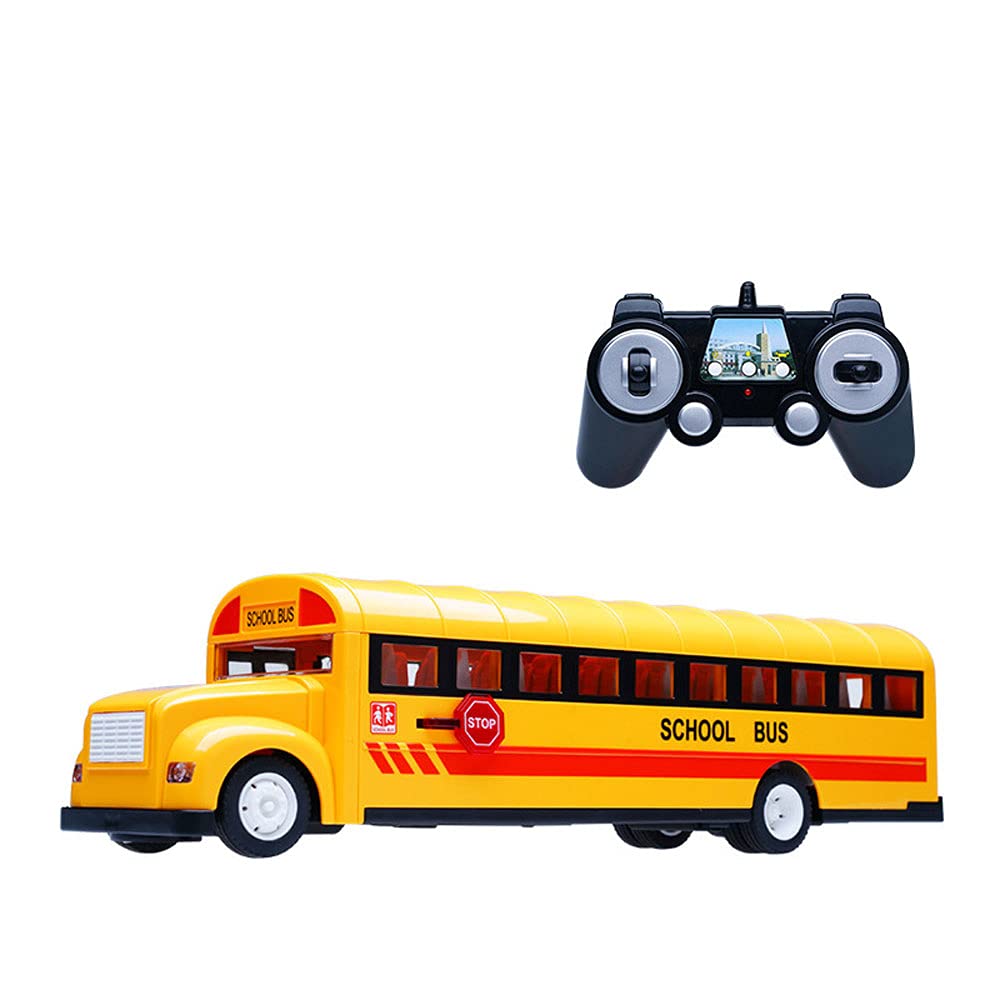 QAQQVQ RC School Bus 2.4G Simulation Bus Model 45-Degree Climbing School Bus Public Transportation Car Door Can Be Opened Front and Rear Lights Simulation Sound Boy Toy Car Child Gift