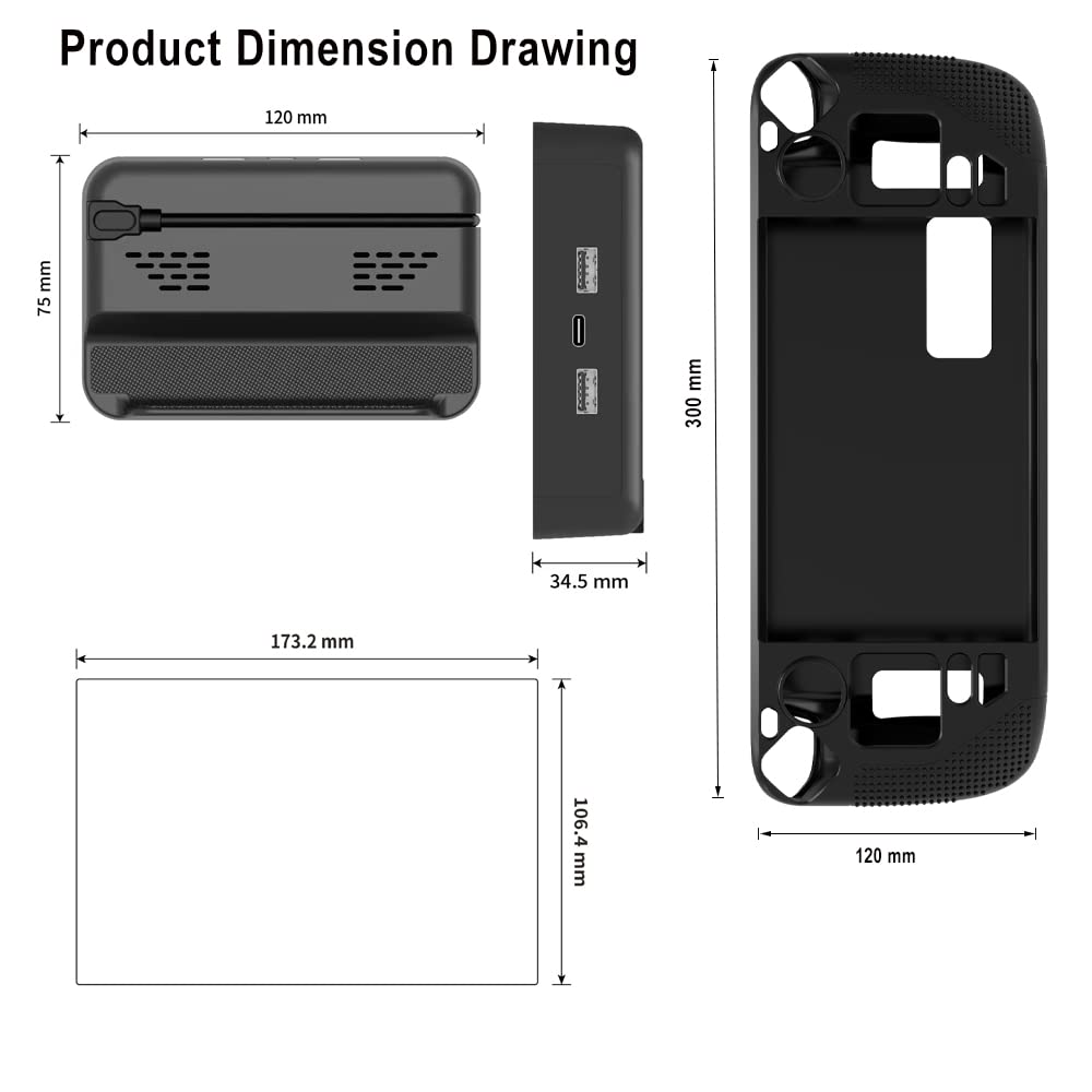 Steam Deck Touch Protector Accessories Kit,Screen Protector Stand Base and Carrying Package For Valve Steam Deck