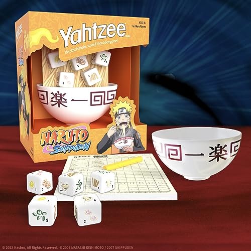 YAHTZEE: Naruto Shippuden | Collectible Ramen Bowl Dice Cup | Classic Family Dice Game Based on Anime Show | Great for Family Game Night | Officially-Licensed Naruto Game & Merchandise