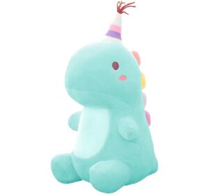 auderhine 11.8" soft dinosaur plush figure, cute fat dino toy doll, squishy stuffed animal for anxiety relief, kids birthday gift (blue)