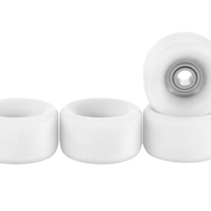 Teak Tuning Apex 61D Urethane Fingerboard Wheels - Slim Bowl Shaped, 7.5mm Diameter - ABEC-9 Stealth Bearings - Made in the USA - "White Snow" Colorway