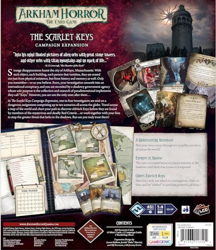 Fantasy Flight Games Arkham Horror The Card Game The Scarlet Keys Campaign Expansion - Unravel The Mysteries of Disappearances! Cooperative LCG, Ages 14+, 1-4 Players, 1-2 Hour Playtime, Made