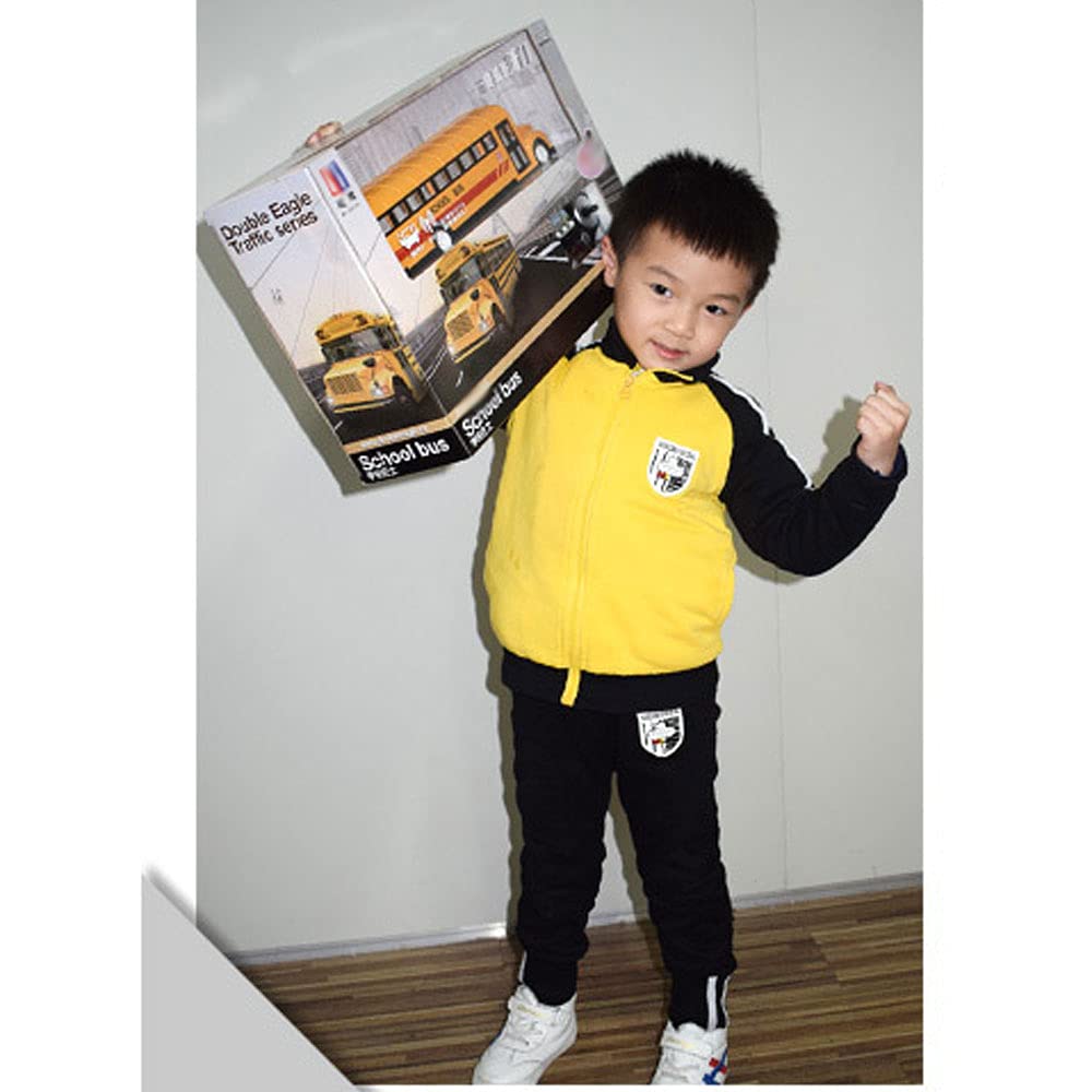 QAQQVQ RC School Bus 2.4G Simulation Bus Model 45-Degree Climbing School Bus Public Transportation Car Door Can Be Opened Front and Rear Lights Simulation Sound Boy Toy Car Child Gift