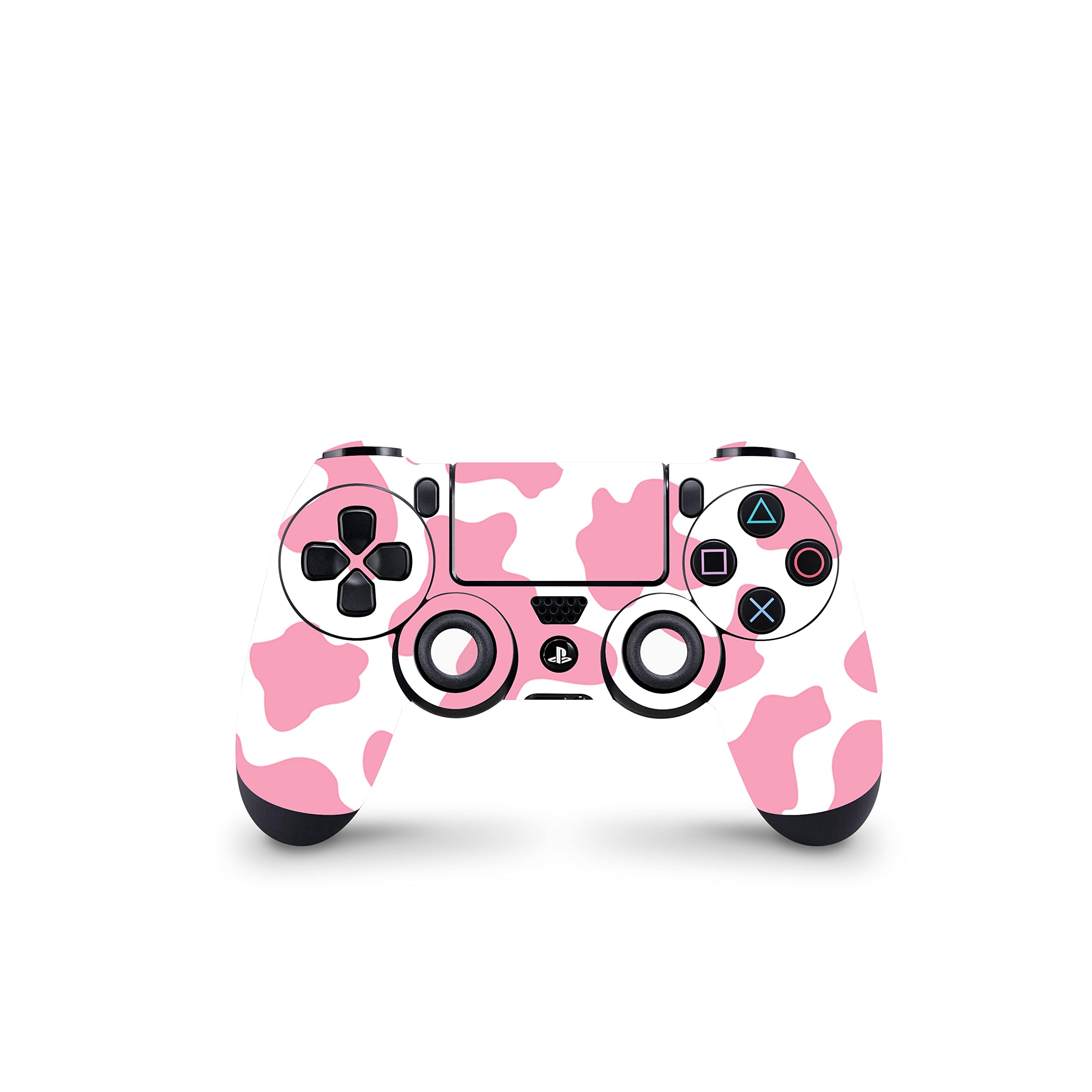 ZOOMHITSKINS Compatible with PS4 Controller Skin, Cute Light Pink Pastel White Dairy Cow Moo Milk, Durable, Vinyl, Made in The USA