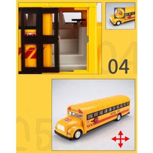 QAQQVQ RC School Bus 2.4G Simulation Bus Model 45-Degree Climbing School Bus Public Transportation Car Door Can Be Opened Front and Rear Lights Simulation Sound Boy Toy Car Child Gift