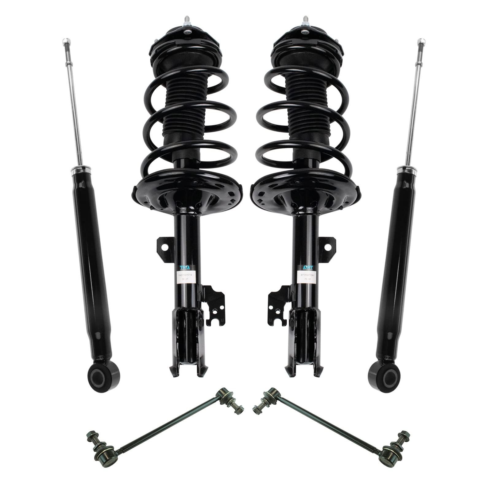 TRQ Front and Rear Suspension Kit Complete Strut & Coil Spring Assembly Shock Absorber Sway Bar Stabilizer Link Compatible with 2015-2020 Toyota Sienna