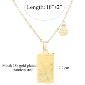 TGOLM 14k Gold Plated Aquarius Necklace Star Tarot Card Constellation Jewelry Birthday Gift for Women