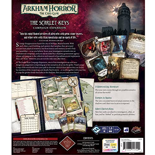 Fantasy Flight Games Arkham Horror The Card Game The Scarlet Keys Campaign Expansion - Unravel The Mysteries of Disappearances! Cooperative LCG, Ages 14+, 1-4 Players, 1-2 Hour Playtime, Made