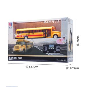 QAQQVQ RC School Bus 2.4G Simulation Bus Model 45-Degree Climbing School Bus Public Transportation Car Door Can Be Opened Front and Rear Lights Simulation Sound Boy Toy Car Child Gift