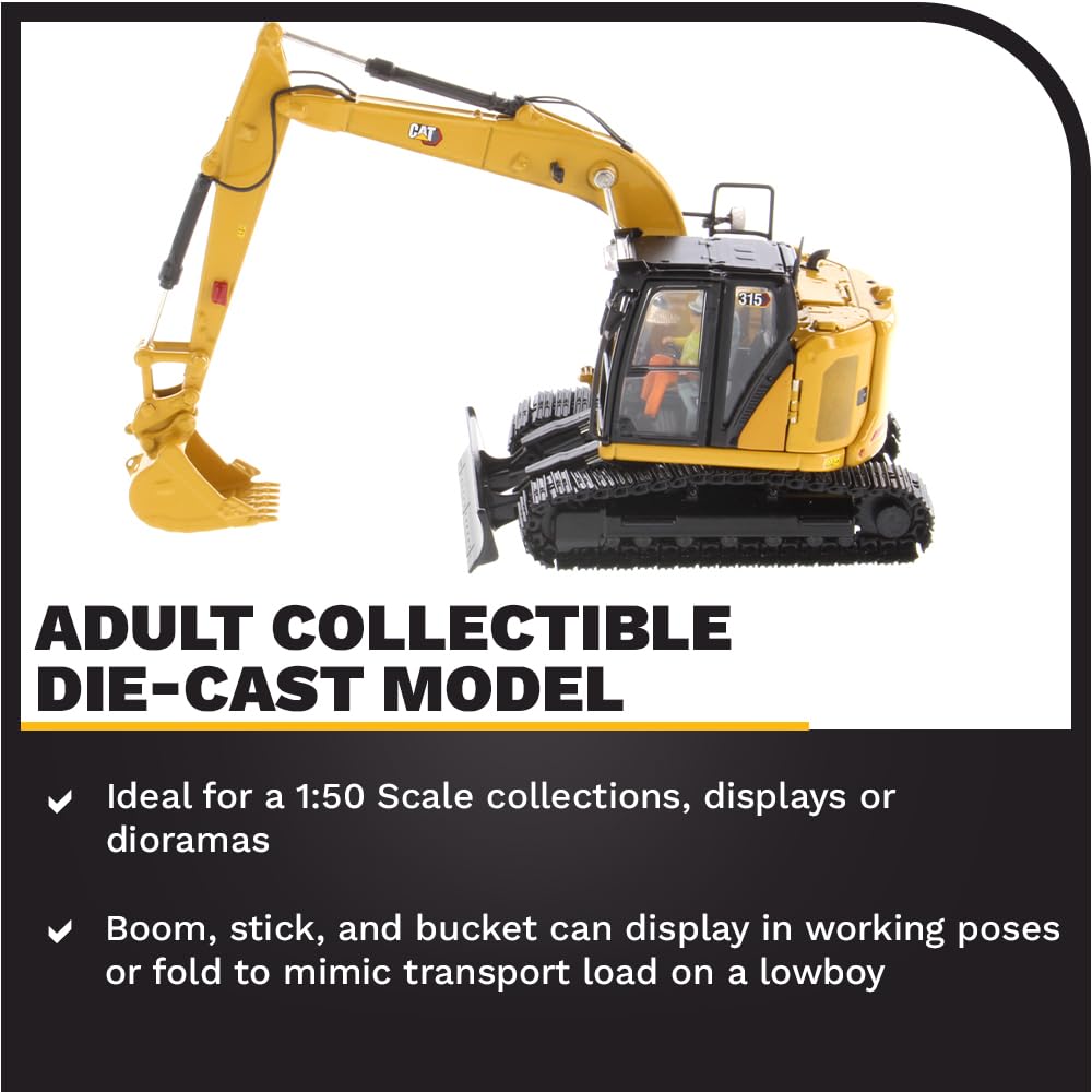 Diecast Masters 1:50 Scale Caterpillar 315 Hydraulic Excavator | High Line Series Cat Trucks & Construction Equipment | 1:50 Scale Model Diecast Collectible Model 85957