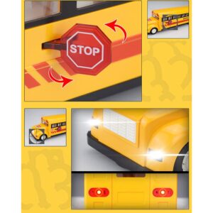 QAQQVQ RC School Bus 2.4G Simulation Bus Model 45-Degree Climbing School Bus Public Transportation Car Door Can Be Opened Front and Rear Lights Simulation Sound Boy Toy Car Child Gift