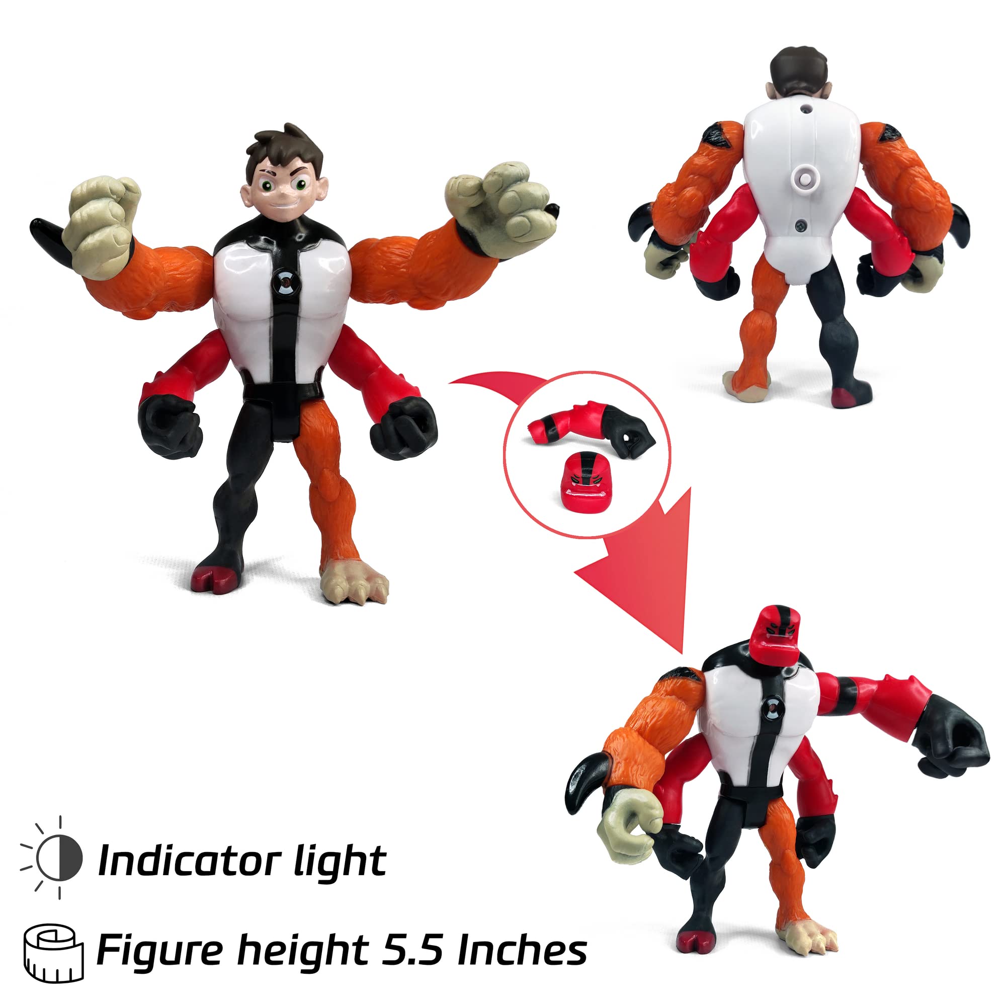 Toysvill Protector of Earth Action Figures - 8 Figurines Set (Four Arms, Jetray, Overflow, Heatblast, Armored Cannonbolt, Humungousaur, Ben Tennyson, Bashmouth)