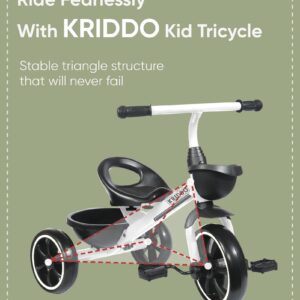 KRIDDO Kids Tricycles for 2-4 Year Olds, Toddler Trike Gift for 24 Months to 4 Years, White