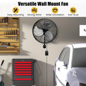 Tangkula 20 Inch Wall Mount Fan with Aluminum Fan Blades, Industrial 3-Speed Oscillating Metal Wall Fan, Heavy Duty Wall Mount Fan for Shop, Commercial, Garage, Warehouse, Workshops & Factory