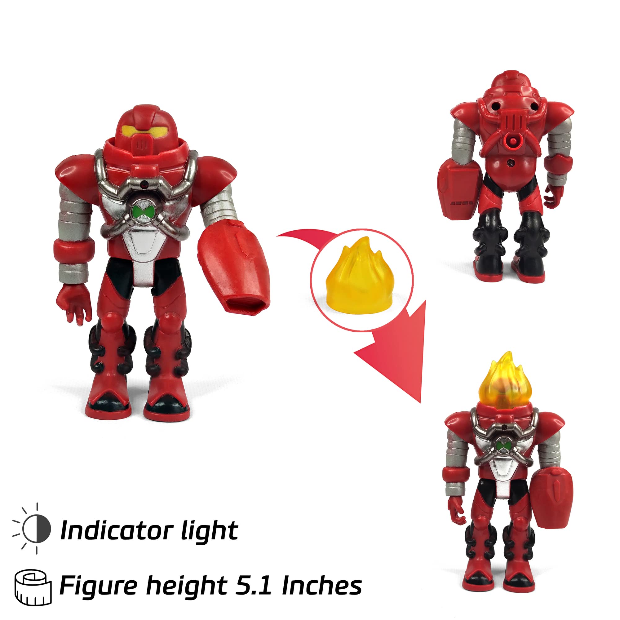 Toysvill Protector of Earth Action Figures - 8 Figurines Set (Four Arms, Jetray, Overflow, Heatblast, Armored Cannonbolt, Humungousaur, Ben Tennyson, Bashmouth)