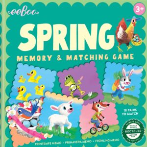 eeBoo: Spring Memory Matching Game, 18 Pairs to Memorize and Match, Encourages Recognition, Concentration and Memory Skills, For Ages 3 and up