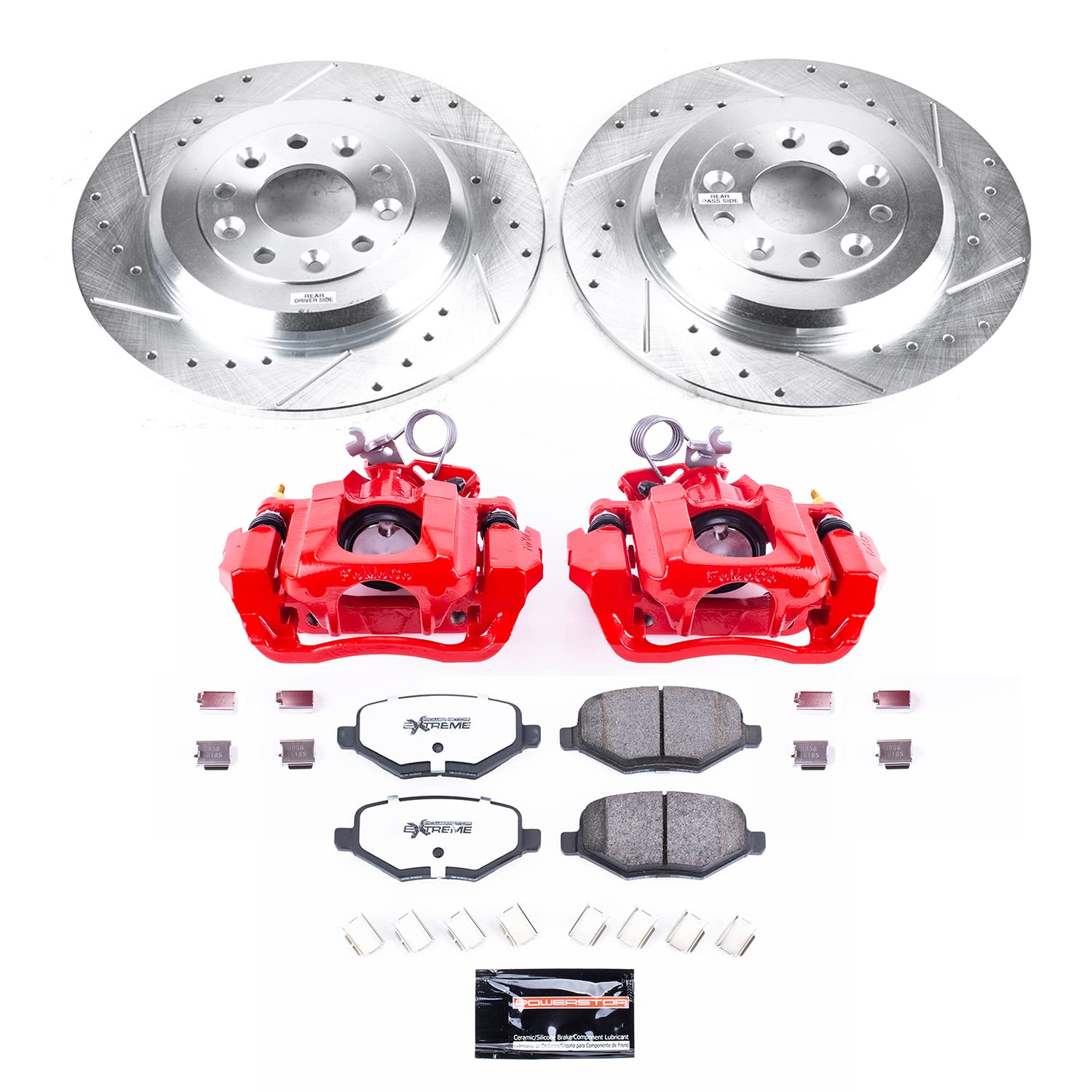 Power Stop KC8846-36 Rear Z36 Truck & Tow Brake Pad and Rotor Kit with Red Powder Coated Calipers For Ford Edge 2013-2014, Lincoln MKX 2013-2015 [Model Specific]