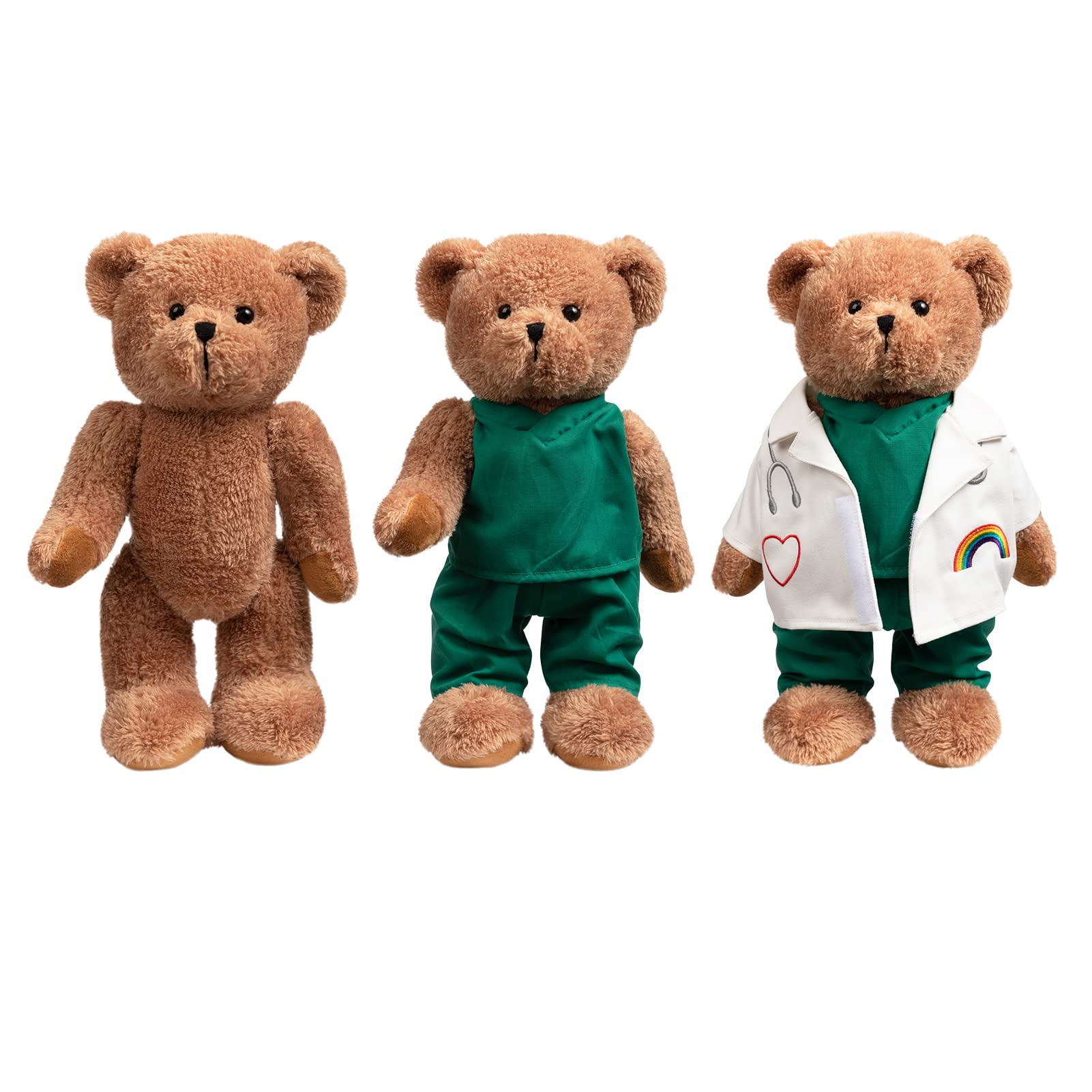 HollyHOME Doctor Bear Stuffed Animal Plush Teddy Bear in Scrubs and White Coat Gifts for Doctors Students and Kids 16 inches,Chocolate Brown